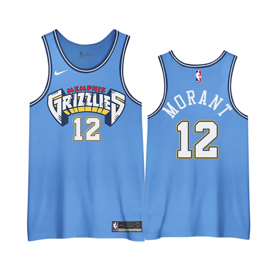 NBA Men Memphis Grizzlies 12 Morant Light Blue Nike city edition Jerseys